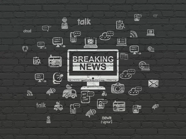 ニュース概念: 壁の背景画面に速報ニュース — ストック写真
