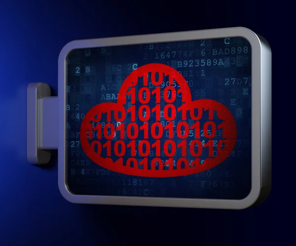 Concetto di tecnologia cloud: Cloud con codice su sfondo cartellone — Foto Stock