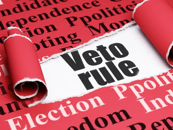 Politics concept: black text Veto Rule under the piece of  torn paper — Stock Photo, Image