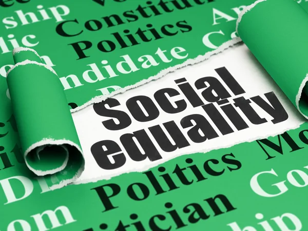 Politiek concept: zwarte tekst sociale gelijkheid onder het stuk gescheurde papier — Stockfoto