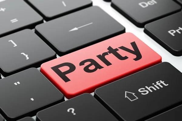 Entertainment, concept: Party on computer keyboard background — Stock Photo, Image