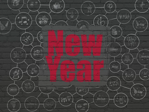 Концепція свята: Новий рік на фоні стіни — стокове фото