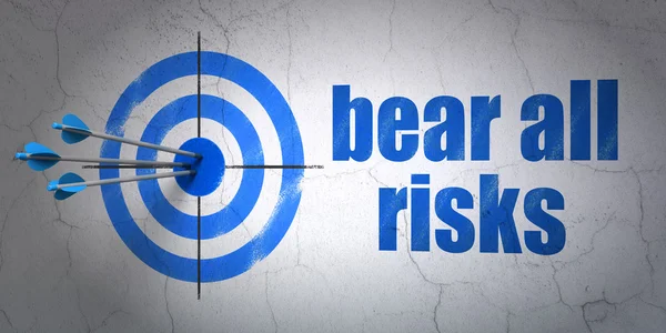 Insurance concept: target and Bear All Risks on wall background — Stock Photo, Image