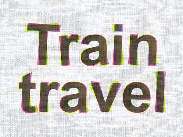 Turizmus koncepció: Train Travel a szövet textúra háttér — Stock Fotó