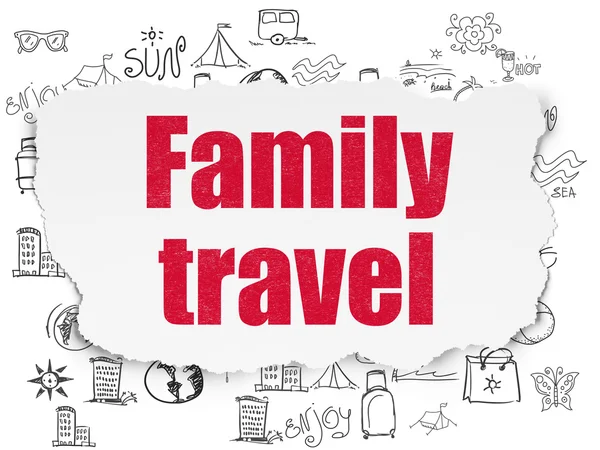 Reisekonzept: Familienreisen auf zerrissenem Papier — Stockfoto