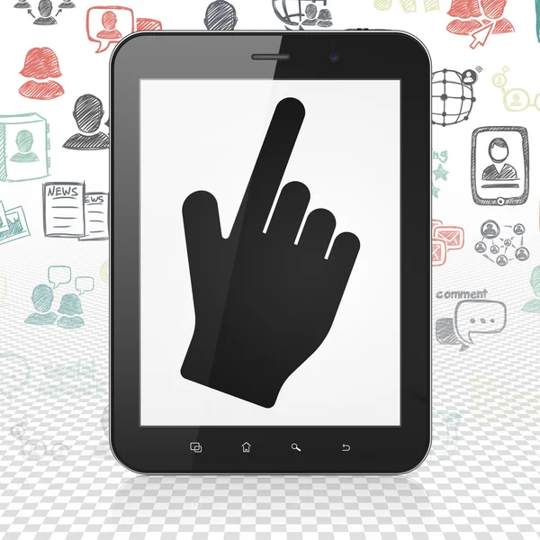 Social network concept: Tablet Computer with Mouse Cursor on display — Stock Photo, Image