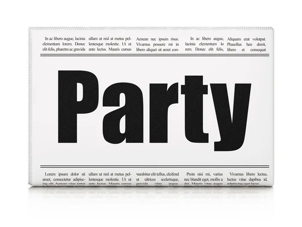 Entretenimiento, concepto: titular del periódico Party — Foto de Stock