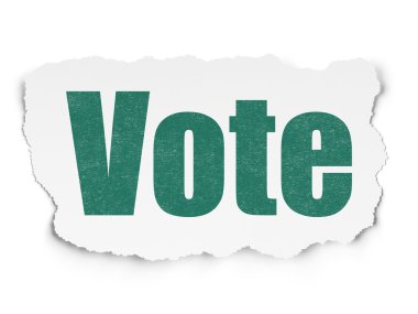 Siyasi kavram: yırtık kağıt arka plan üzerinde oy