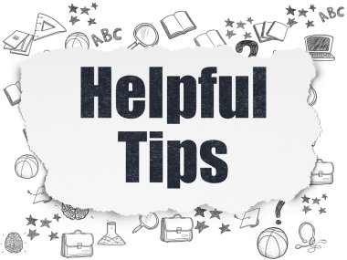 Eğitim kavramı: yırtık kağıt arka plan yararlı ipuçları