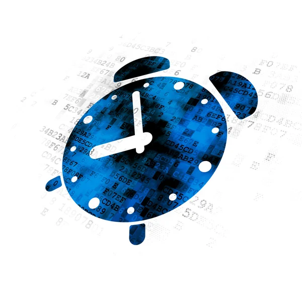 Koncepcja osi czasu: budzik na tle cyfrowy — Zdjęcie stockowe