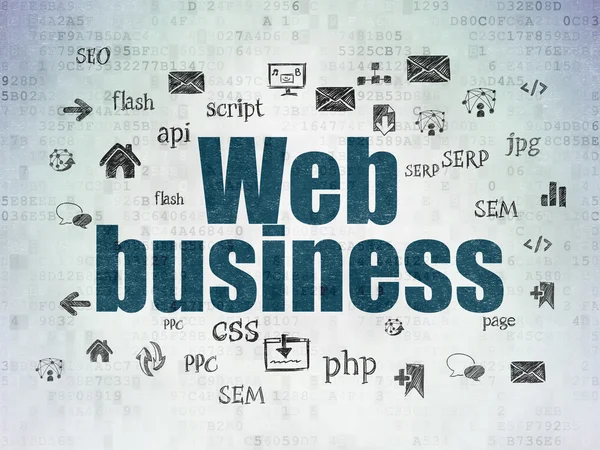 Концепция веб-разработки: Web Business on Digital Data Paper background — стоковое фото