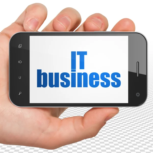 Concetto di finanza: Smartphone portatile con IT Business in mostra — Foto Stock