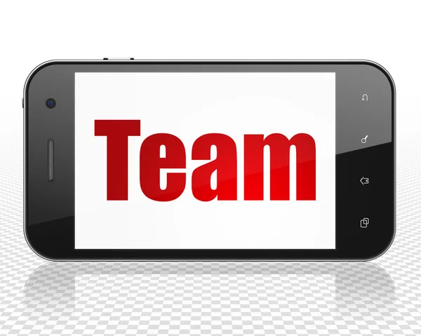 Finance concept: Smartphone with Team on display — Stock Photo, Image