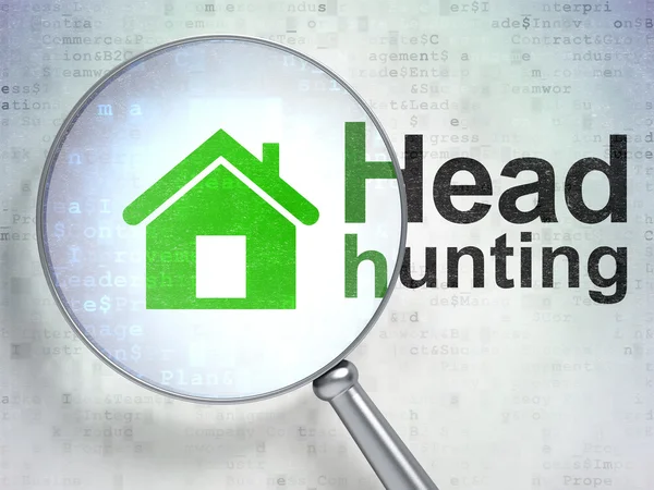 Concepto financiero: Home y Head Hunting con vidrio óptico —  Fotos de Stock