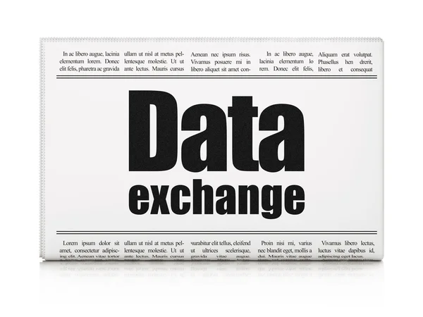 Concepto de datos: titular del periódico Data Exchange — Foto de Stock