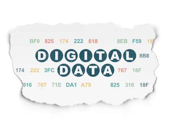 Conceito de informação: Dados digitais sobre o fundo do papel rasgado — Fotografia de Stock