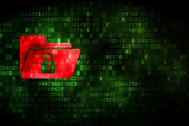 Ekonomi kavramı: klasör ile kilidi dijital arka plan üzerinde