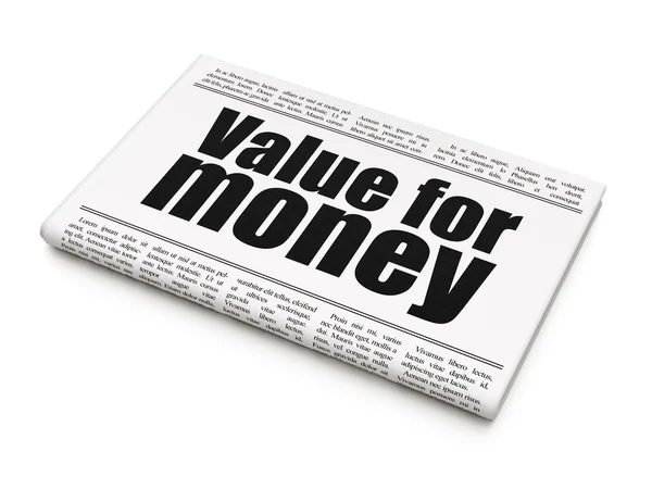 Concepto de dinero: titular del periódico Value For Money — Foto de Stock