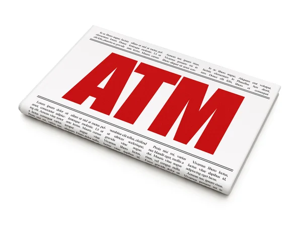 Money concept: newspaper headline ATM — Stock Photo, Image