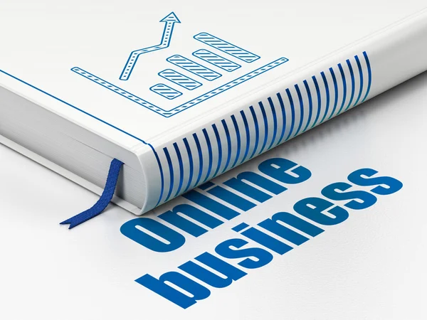 Affärsidé: boken tillväxt diagram, Online Business på vit bakgrund — Stockfoto
