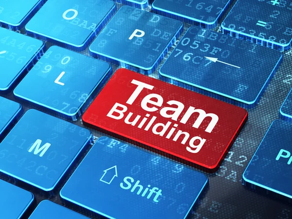 Conceito de negócio: Team Building no fundo do teclado do computador — Fotografia de Stock