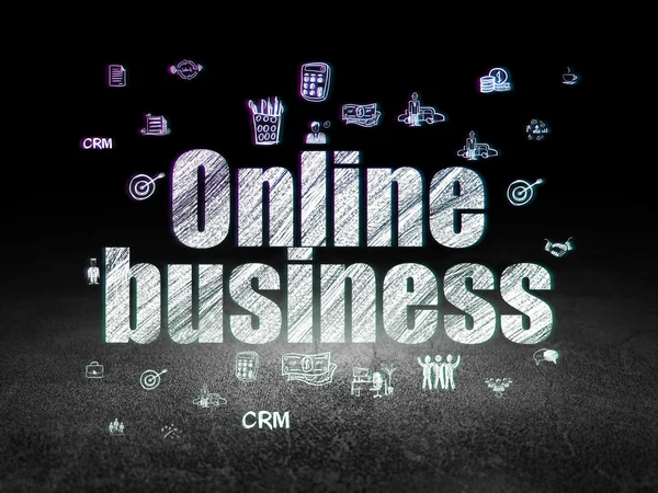 Financiën concept: Online Business in grunge donkere kamer — Stockfoto