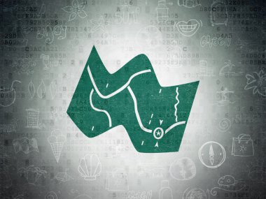 Turizm kavramı: harita üzerinde dijital veri kağıt arka plan