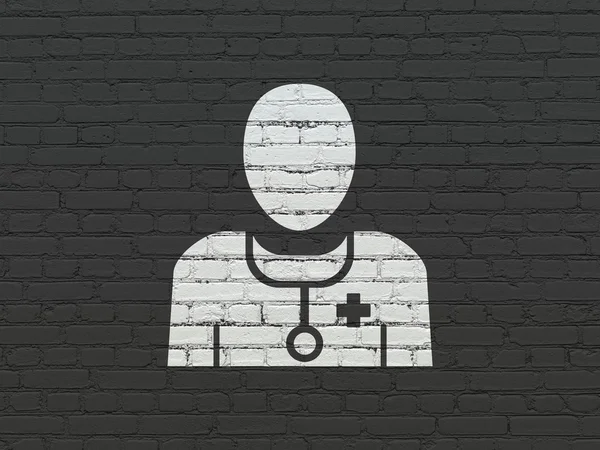 Conceito de cuidados de saúde: Doutor no fundo da parede — Fotografia de Stock
