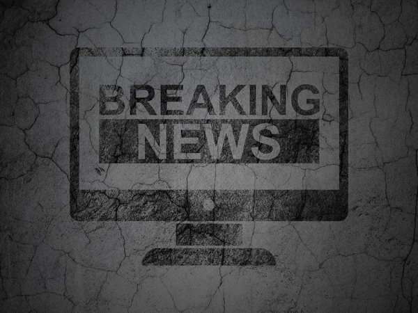 Koncepcja Aktualności: Breaking News na ekranie na tle ściany grunge — Zdjęcie stockowe