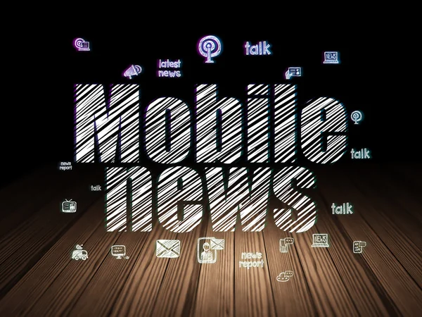 Concepto de noticias: Mobile News en sala oscura grunge —  Fotos de Stock