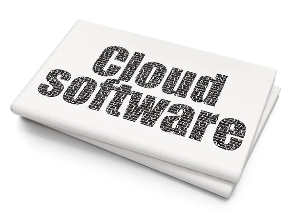 Concetto di tecnologia cloud: software cloud su sfondo vuoto del giornale — Foto Stock