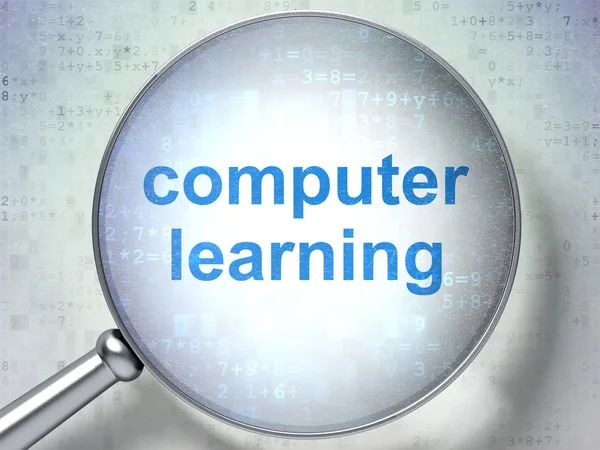 Studying concept: Computer Learning with optical glass — Stock Photo, Image