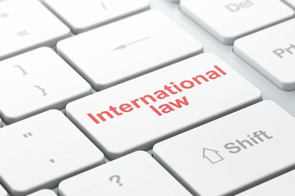 Political concept: International Law on computer keyboard background