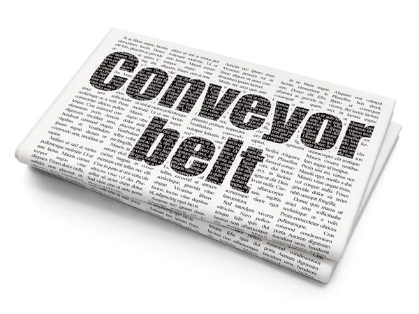 Manufacuring concept: Conveyor Belt on Newspaper background — Stock Photo, Image