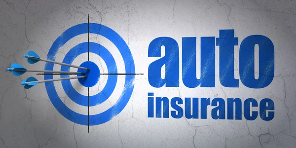 Insurance concept: target and Auto Insurance on wall background — Stock Photo, Image