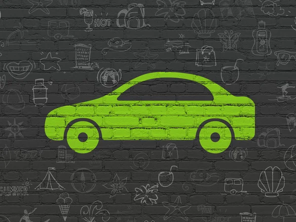 Reizen concept: Auto op muur achtergrond — Stockfoto