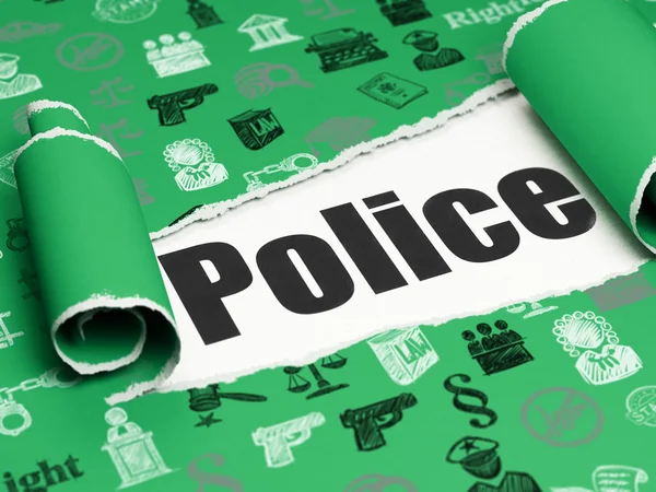 Concetto di legge: testo nero Polizia sotto il pezzo di carta strappata — Foto Stock