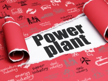 Endüstri kavramı: metin santral yırtık kağıt altında siyah