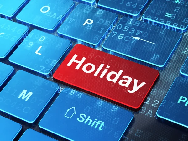 Концепция путешествий: Holiday on computer keyboard background — стоковое фото