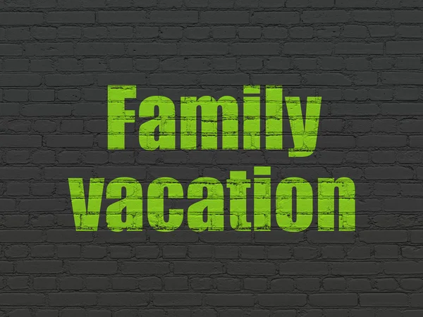 Tourism concept: Family Vacation on wall background — Stock Photo, Image