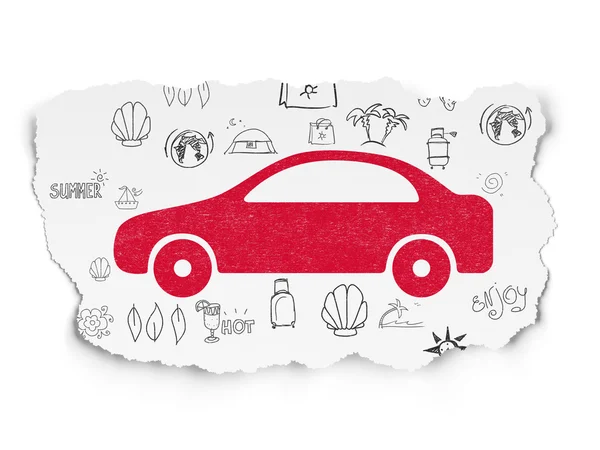 Travel concept: auto op achtergrond gescheurd papier — Stockfoto