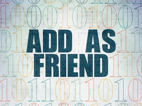 Koncepcja społecznej media: Dodaj jako przyjaciela na tle cyfrowych danych papierze — Zdjęcie stockowe