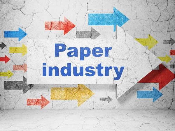 Concepto de industria: flecha con papel Industria sobre fondo de pared grunge —  Fotos de Stock