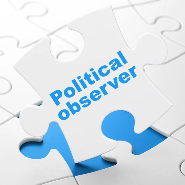 Politiek concept: politieke waarnemer op puzzel achtergrond — Stockfoto