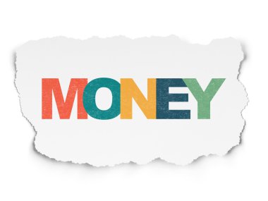 Bankacılık kavramı: para yırtılmış kağıt arka plan üzerinde