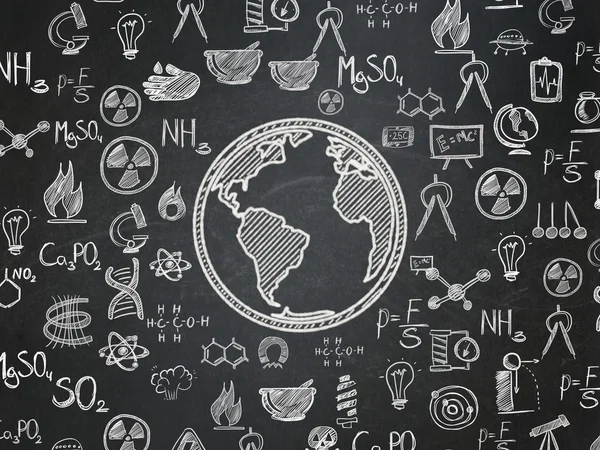 Naturwissenschaftliches Konzept: Globus im Hintergrund des Schulausschusses — Stockfoto