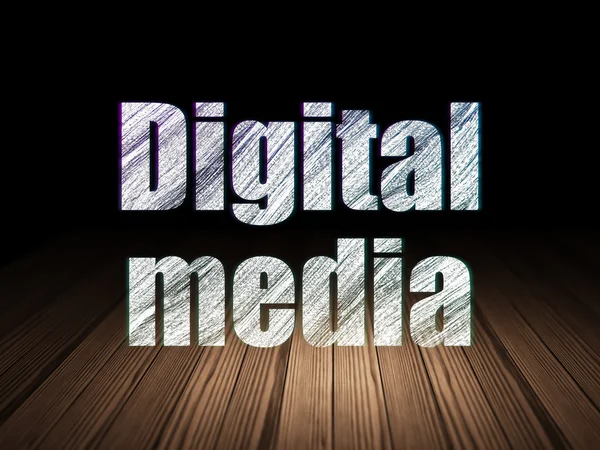Marketing koncepció: digitális média grunge sötét szobában — Stock Fotó