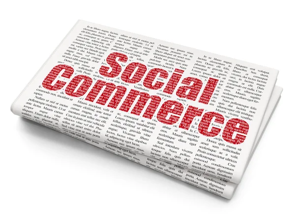 Concept de marketing : Commerce social sur fond de journal — Photo