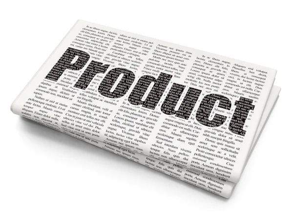 Έννοια του μάρκετινγκ: προϊόν σε εφημερίδα φόντο — Φωτογραφία Αρχείου