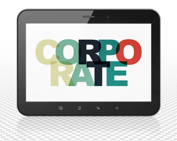 Finance concept: Tablet Pc Computer with Corporate on  display — Stock Photo, Image